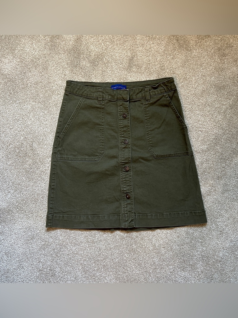 Green khaki button up skirt